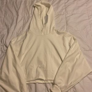 LUSH crop ivory hoodie Size M